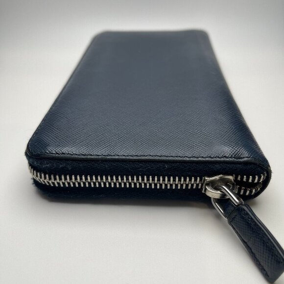 Prada 2ML317 Saffiano Leather Zip Around Wallet - Dark Blue - Preowned - Picture 7 of 13